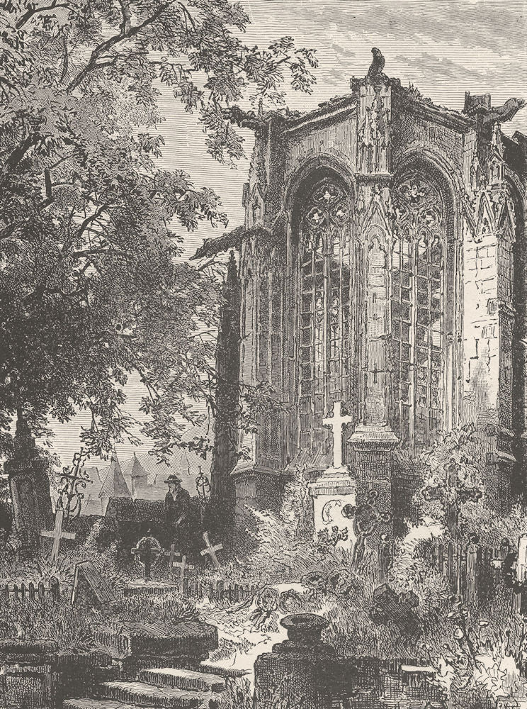 GERMANY. Werner Chapel, Bacharach 1903 old antique vintage print picture